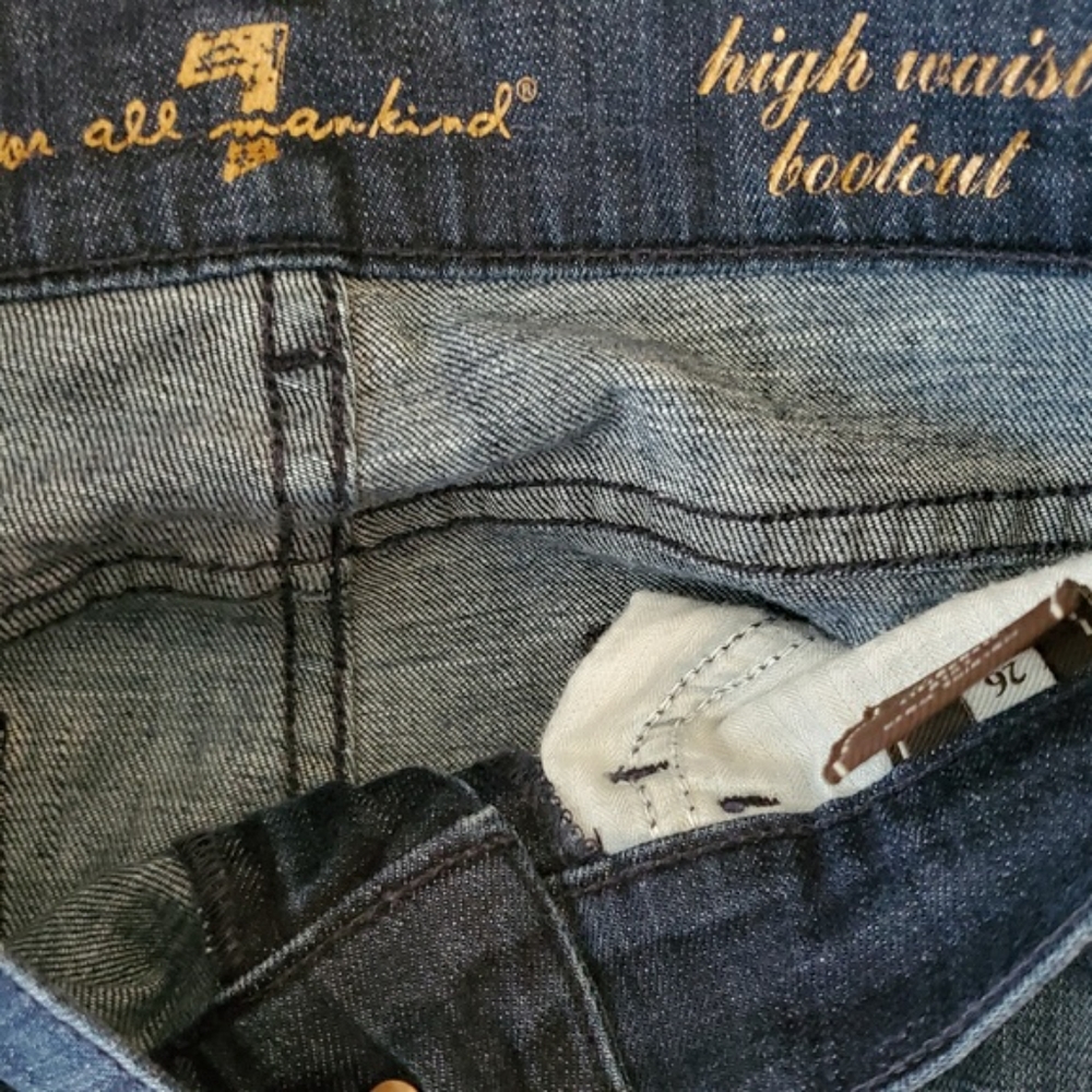 7 For All Mankind Women's Highwaist Boot Cut Jeans - Dark Blue Wash size 26 - Picture 6 of 7